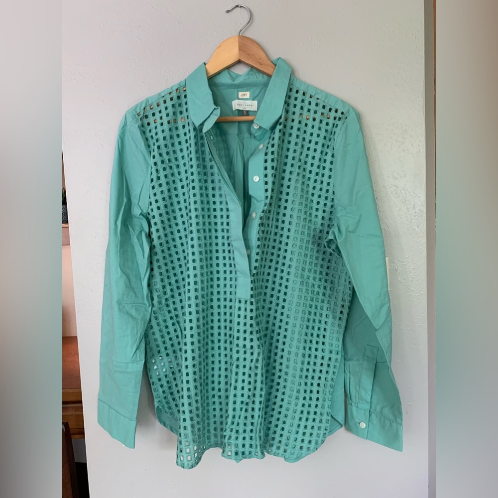 Loft teal button down blouse